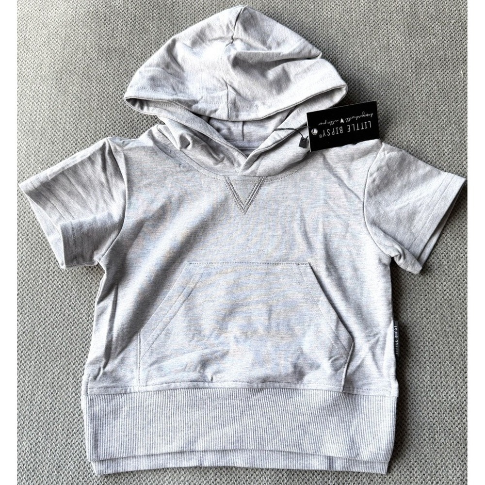 Little Bipsy Hoodie 12-18M Gray Short Sleeve Pullover Baby NWT